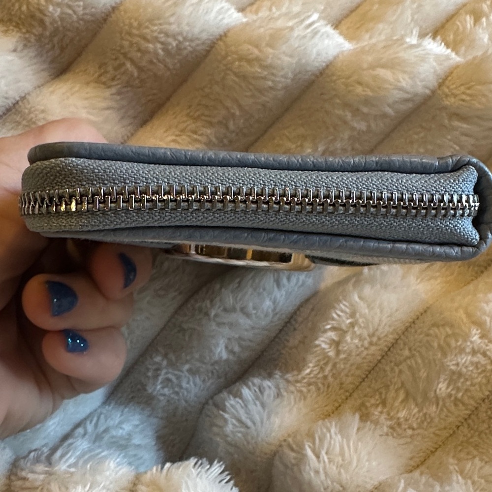 CoachLonnie Small Zip Around Wallet in Signature Jacquard in Marble Blue - Picture 3 of 6
